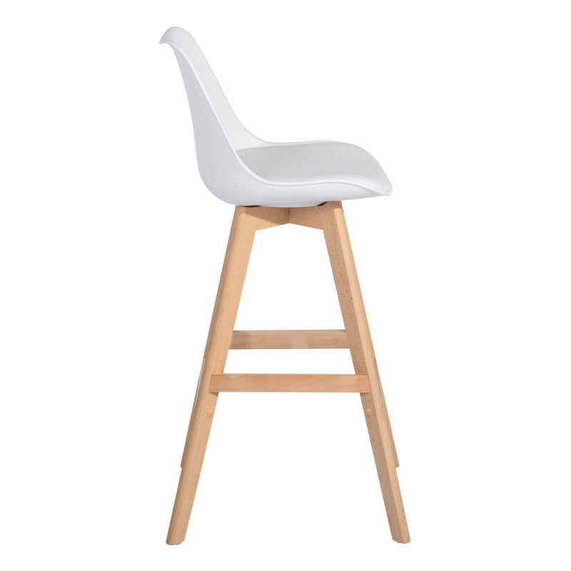 Lot de 2 tabourets de bar scandinave blanc pieds bois HOMIE PLUS WHITE UKFR