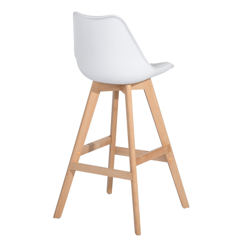 Lot de 2 tabourets de bar scandinave blanc pieds bois HOMIE PLUS WHITE UKFR