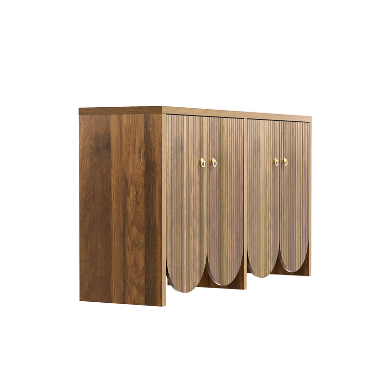 Buffet effet bois noyer 4 portes à rainures CEDARVALE