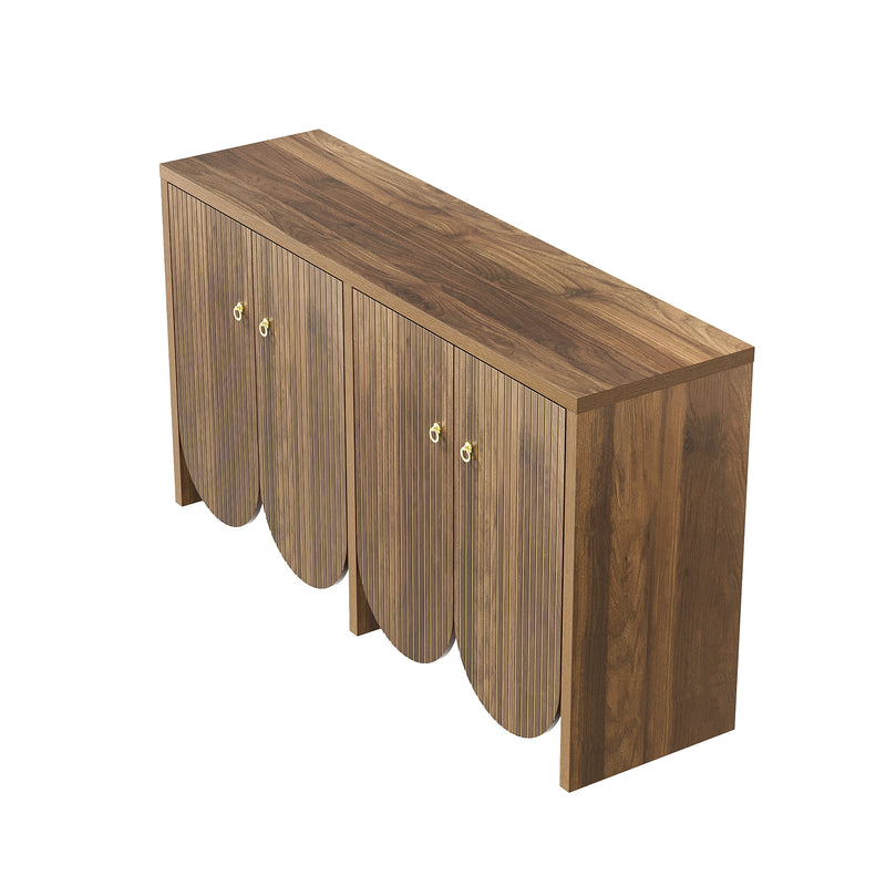 Buffet effet bois noyer 4 portes à rainures CEDARVALE
