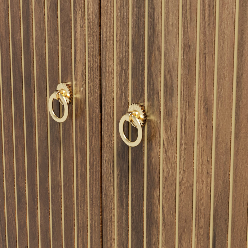 Buffet effet bois noyer 4 portes à rainures CEDARVALE