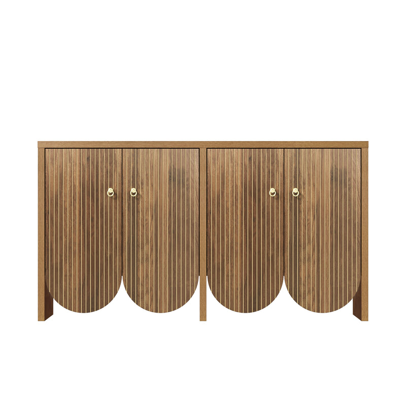 Buffet effet bois noyer 4 portes à rainures CEDARVALE