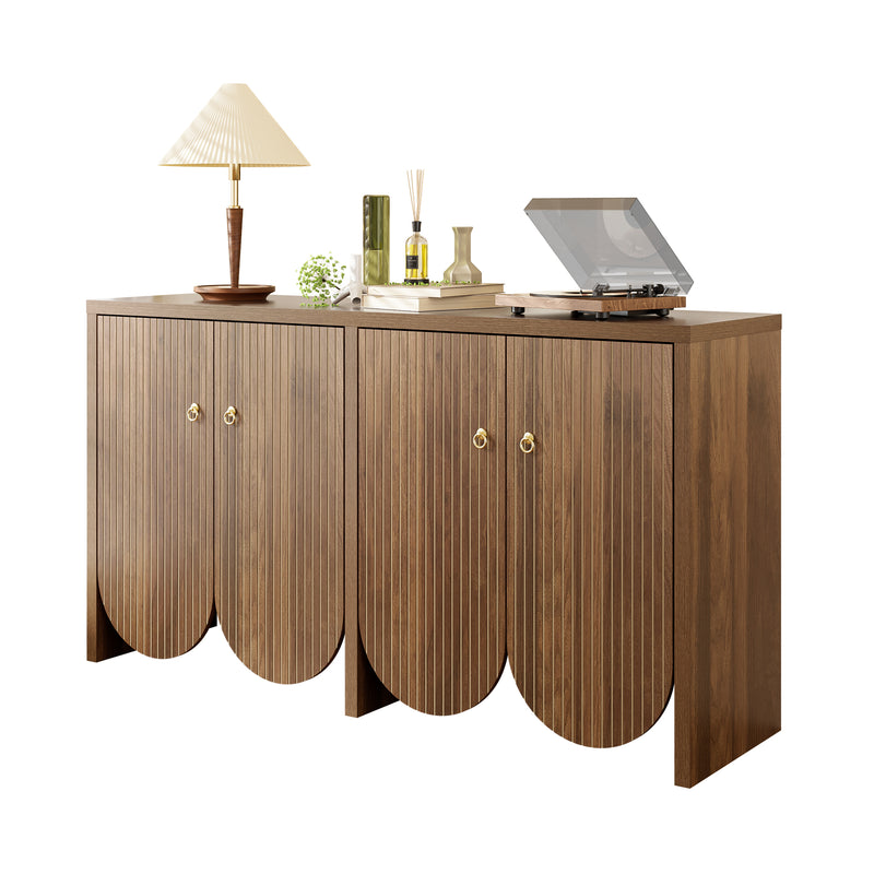 Buffet effet bois noyer 4 portes à rainures CEDARVALE
