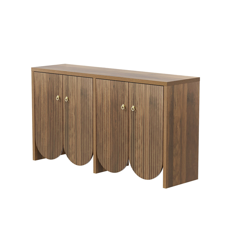 Buffet effet bois noyer 4 portes à rainures CEDARVALE