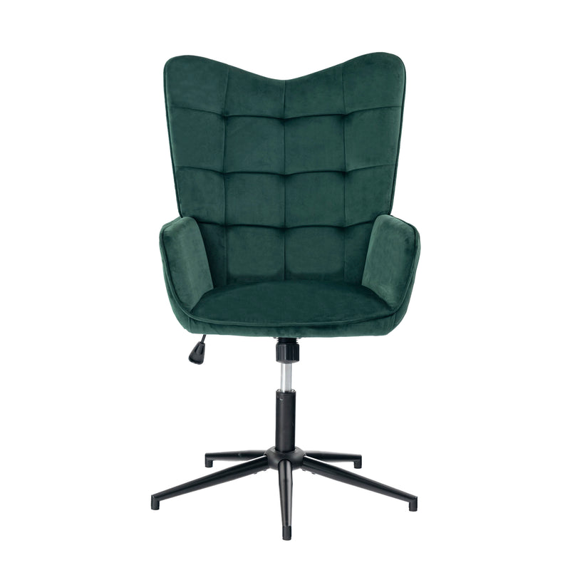 Fauteuil de bureau scandinave avec accoudoirs, 360°, en velours vert IRIS SMALL VELVET GREEN