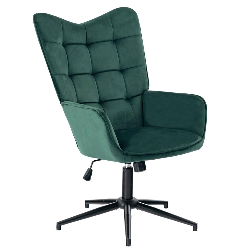 Fauteuil de bureau scandinave avec accoudoirs, 360°, en velours vert IRIS SMALL VELVET GREEN