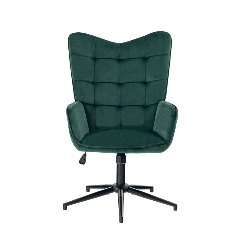 Fauteuil de bureau scandinave avec accoudoirs, 360°, en velours vert IRIS SMALL VELVET GREEN