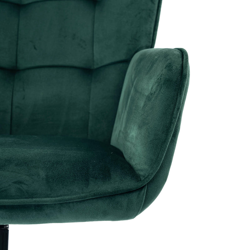 Fauteuil de bureau scandinave avec accoudoirs, 360°, en velours vert IRIS SMALL VELVET GREEN