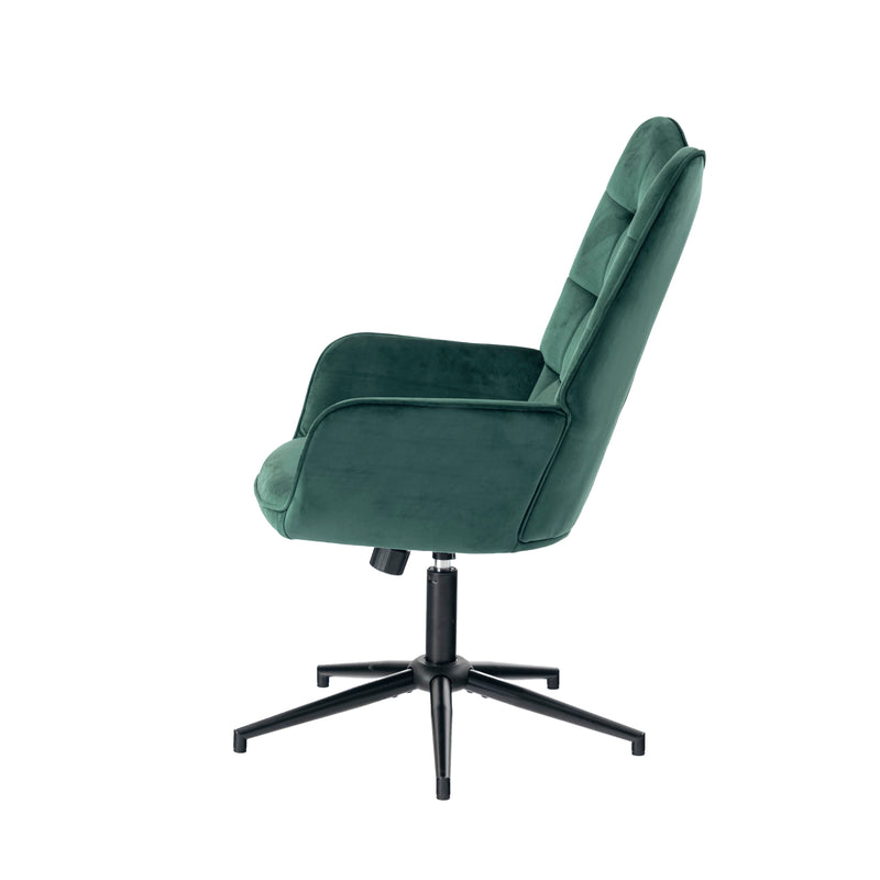 Fauteuil de bureau scandinave avec accoudoirs, 360°, en velours vert IRIS SMALL VELVET GREEN