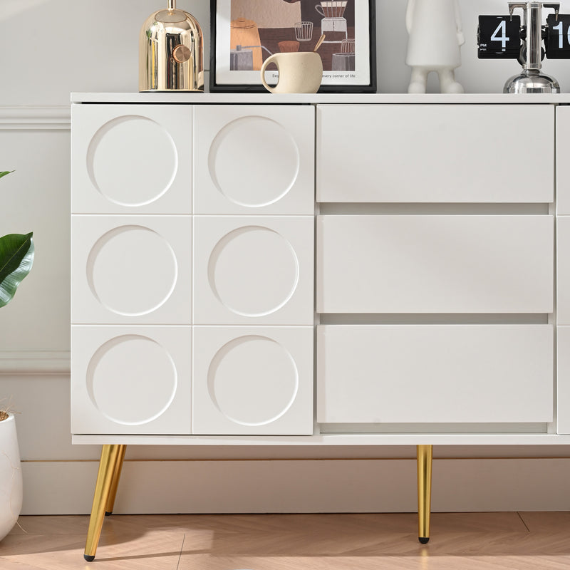 Buffet blanc moderne avec 3 tiroirs et 2 portes 120x40x78 cm ILTIENS