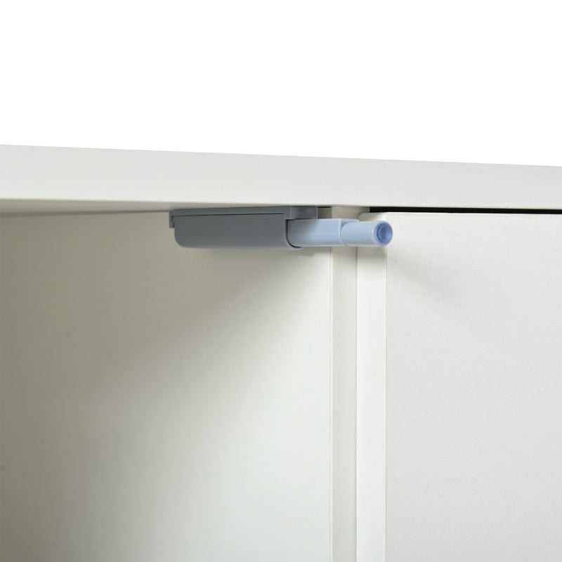 Buffet blanc moderne avec 3 tiroirs et 2 portes 120x40x78 cm ILTIENS
