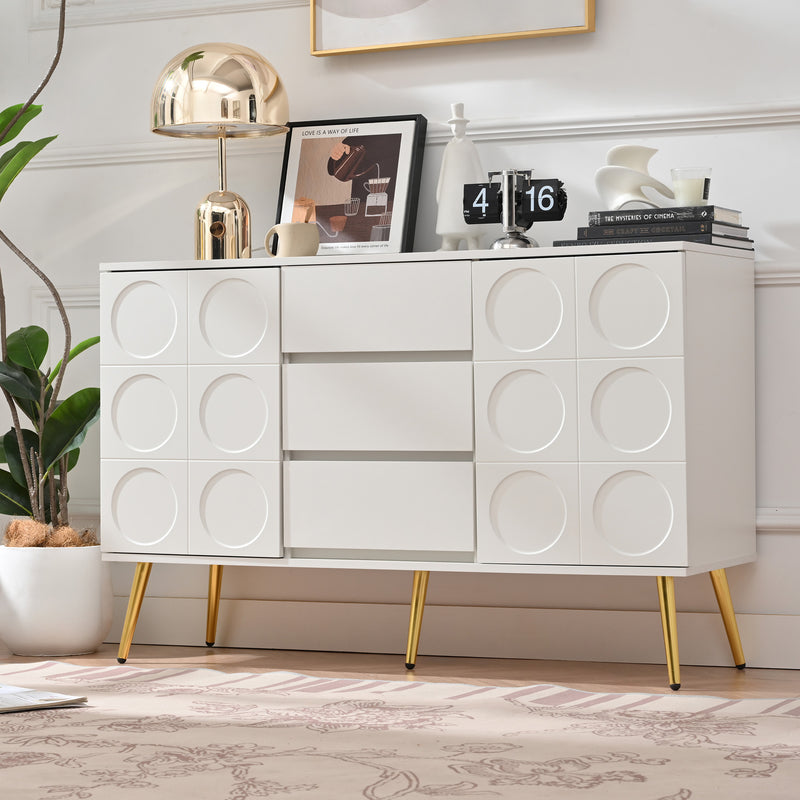 Buffet blanc moderne avec 3 tiroirs et 2 portes 120x40x78 cm ILTIENS