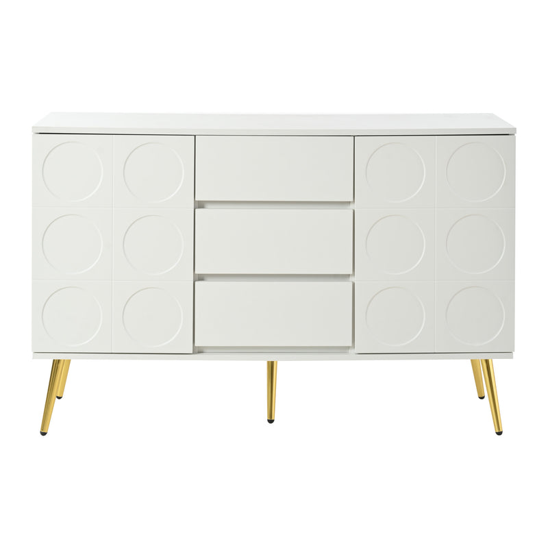 Buffet blanc moderne avec 3 tiroirs et 2 portes 120x40x78 cm ILTIENS