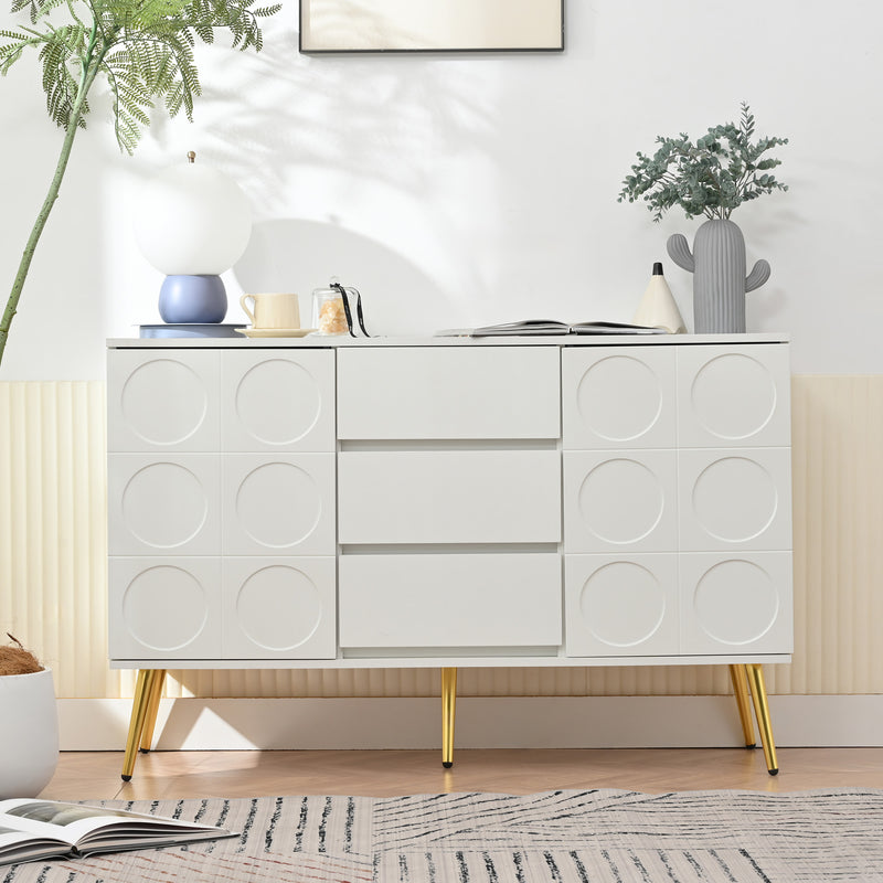 Buffet blanc moderne avec 3 tiroirs et 2 portes 120x40x78 cm ILTIENS