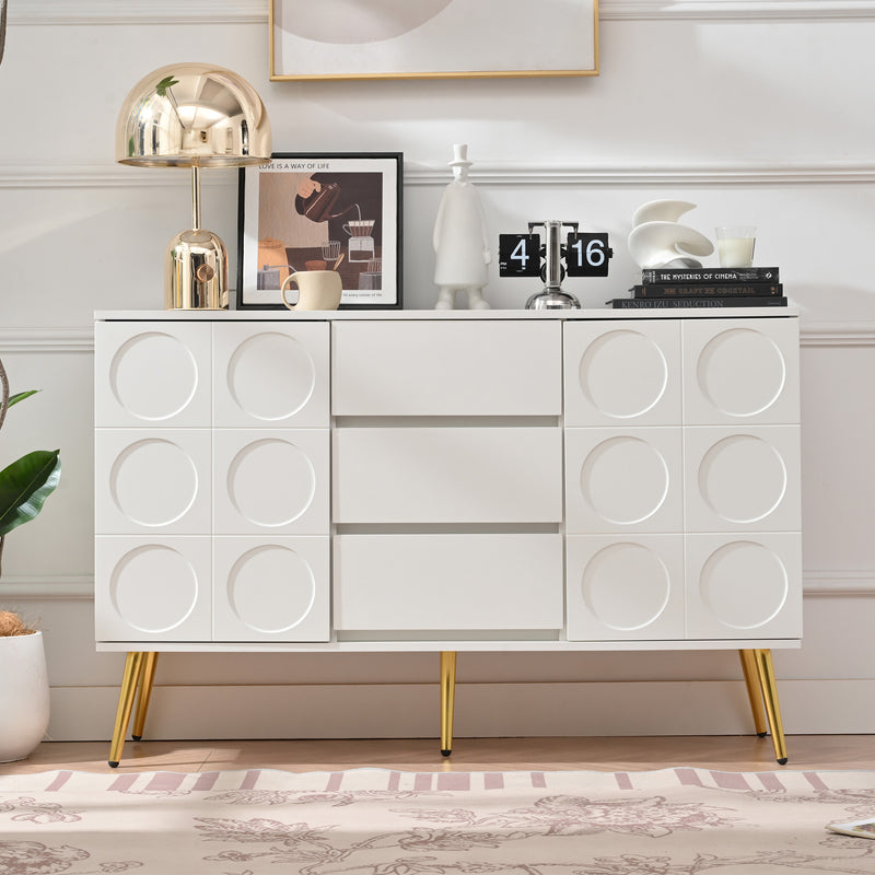 Buffet blanc moderne avec 3 tiroirs et 2 portes 120x40x78 cm ILTIENS
