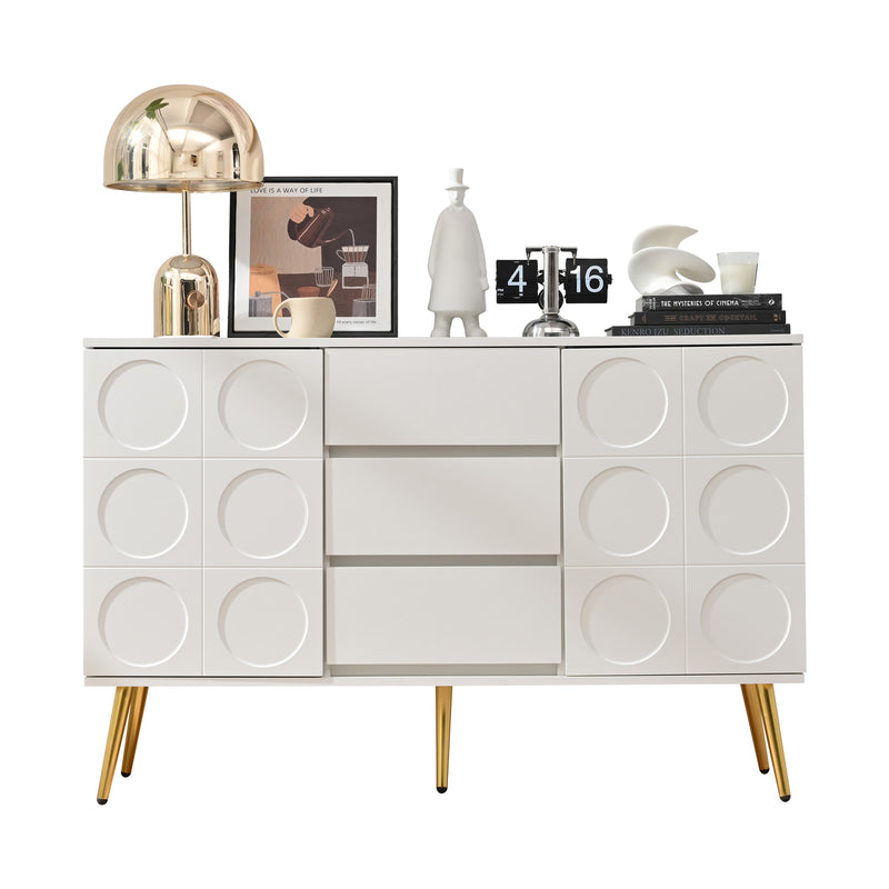 Buffet blanc moderne avec 3 tiroirs et 2 portes 120x40x78 cm ILTIENS