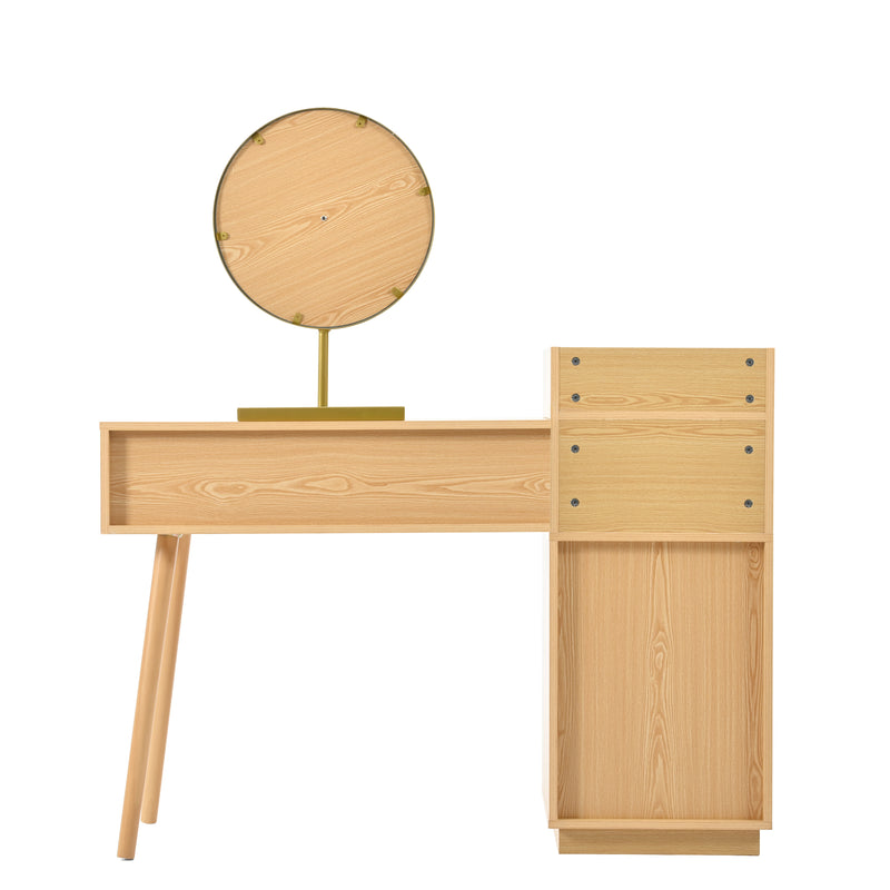 Coiffeuse moderne effet bois avec un miroir LED d&