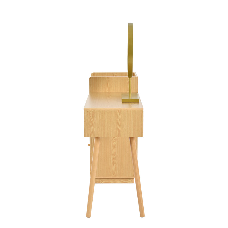 Coiffeuse moderne effet bois avec un miroir LED d&