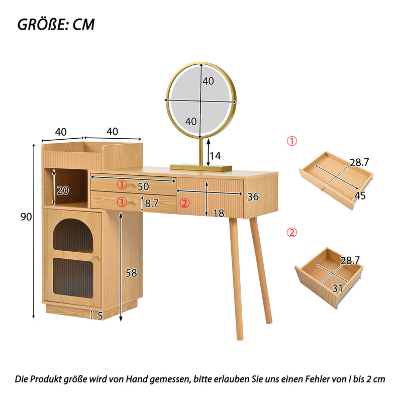 Coiffeuse moderne effet bois avec un miroir LED d&