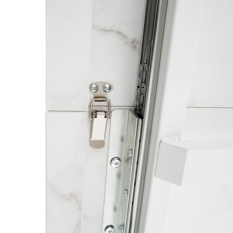 Table de salle à manger rectangulaire extensible 120-160cm, effet marbre blanc imprimé avec pied en forme X INFOCHEM