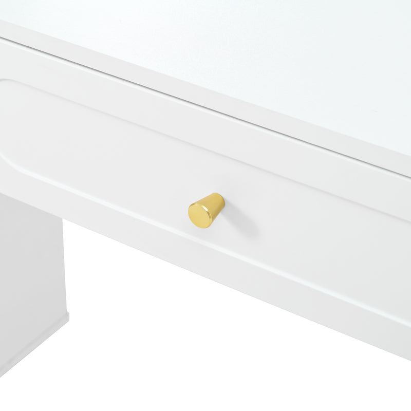 Coiffeuse modulable blanche avec miroir LED, 4 tiroirs et chevet lumineuse (sans tabouret) INNOVAT