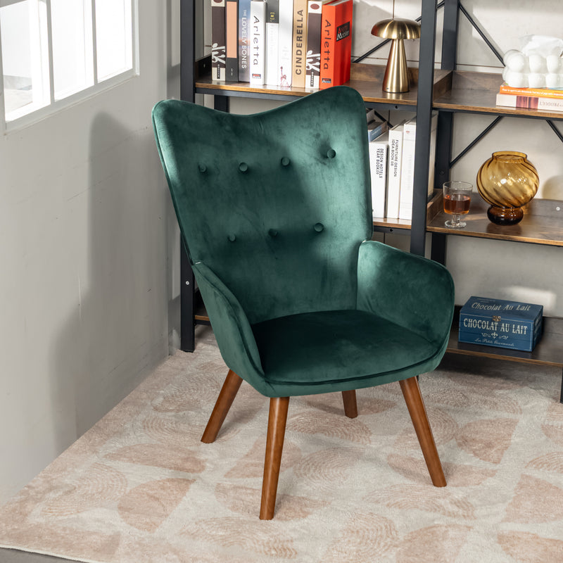 Fauteuil scandinave capitonné en velours vert KAS SMALL VELVET GREEN