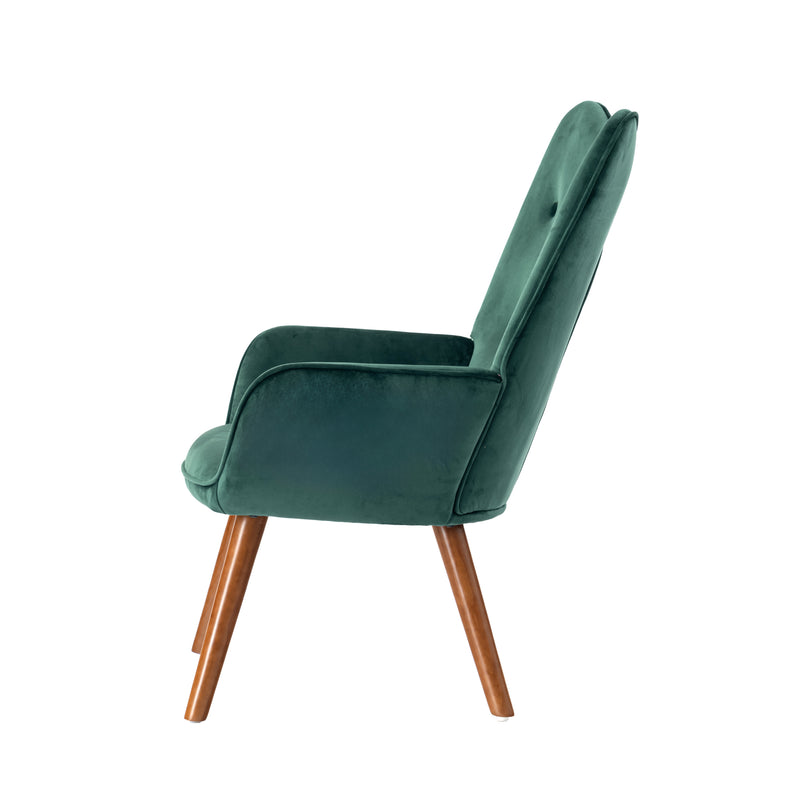 Fauteuil scandinave capitonné en velours vert KAS SMALL VELVET GREEN