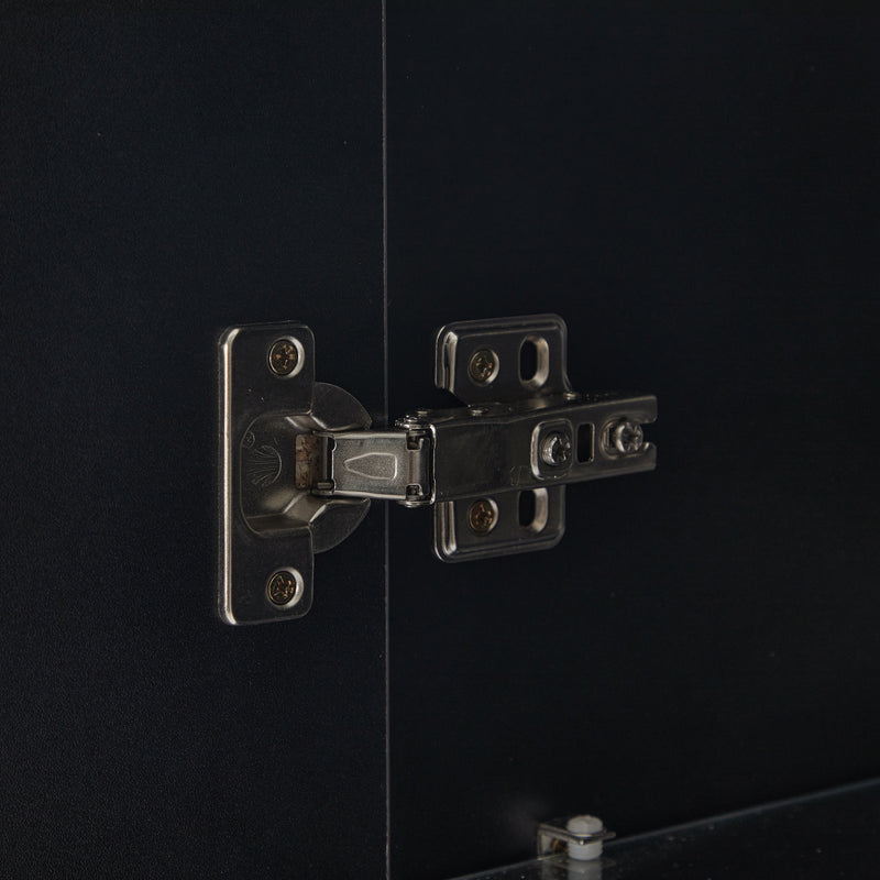 Vitrine haute noire éclairage LED grande porte 3 titoirs KARCILS