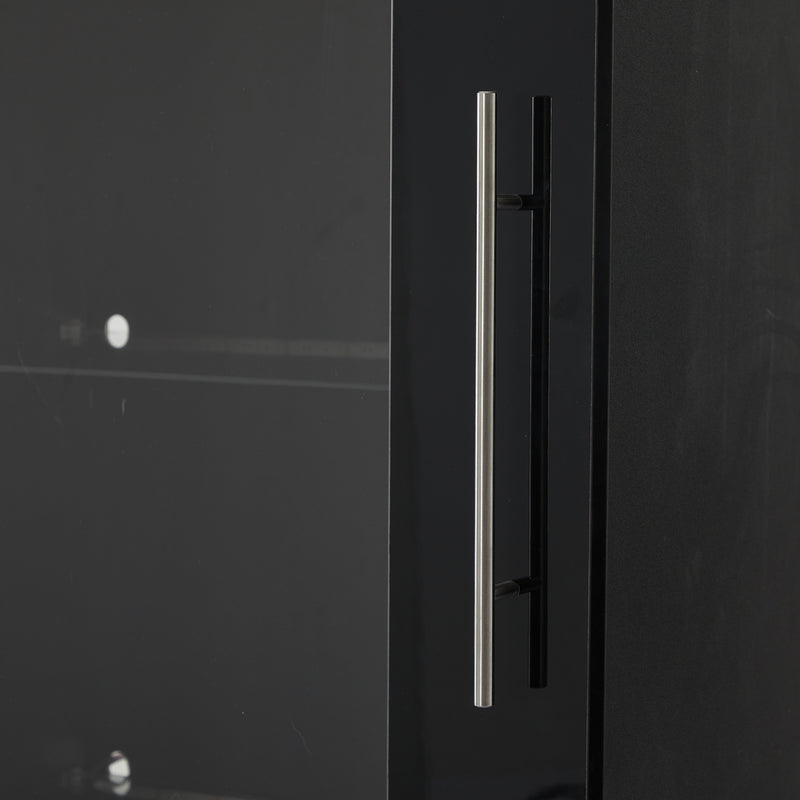 Vitrine haute noire éclairage LED grande porte 3 titoirs KARCILS