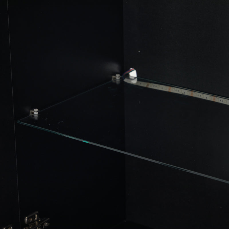 Vitrine haute noire éclairage LED grande porte 3 titoirs KARCILS