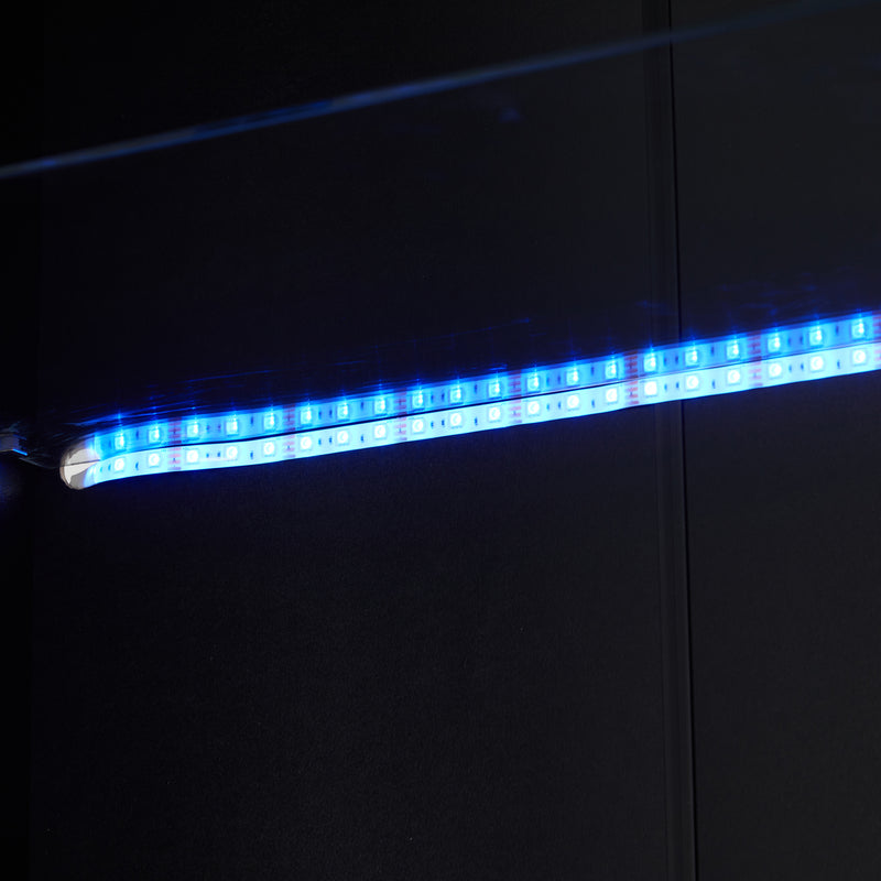 Vitrine haute noire éclairage LED grande porte 3 titoirs KARCILS