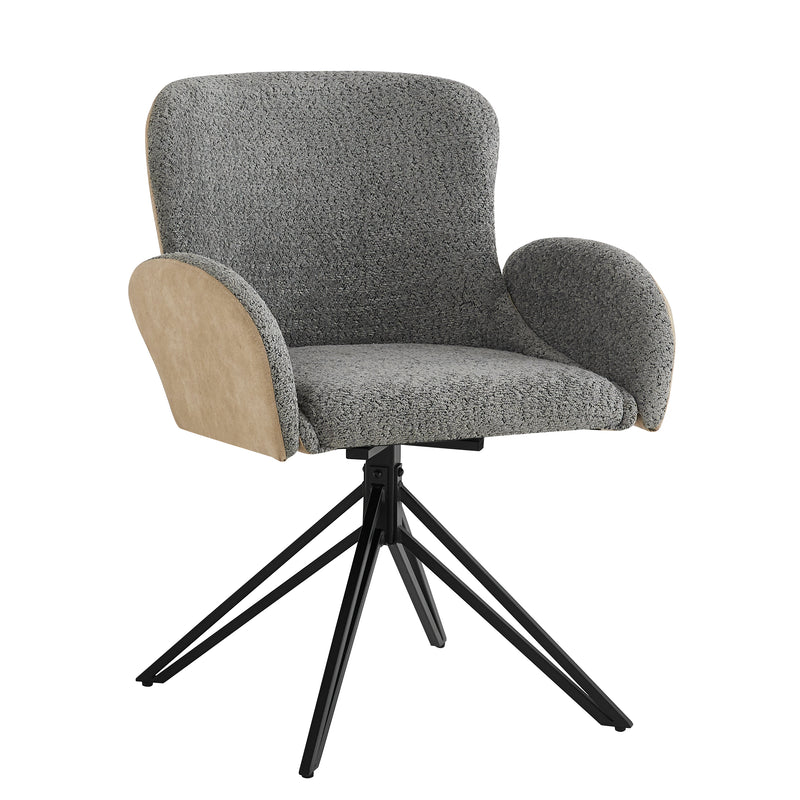 Lot de 2 chaises de salle à manger en velours bouclé gris pivotante à 360° avec accoudoirs KHERCEKS