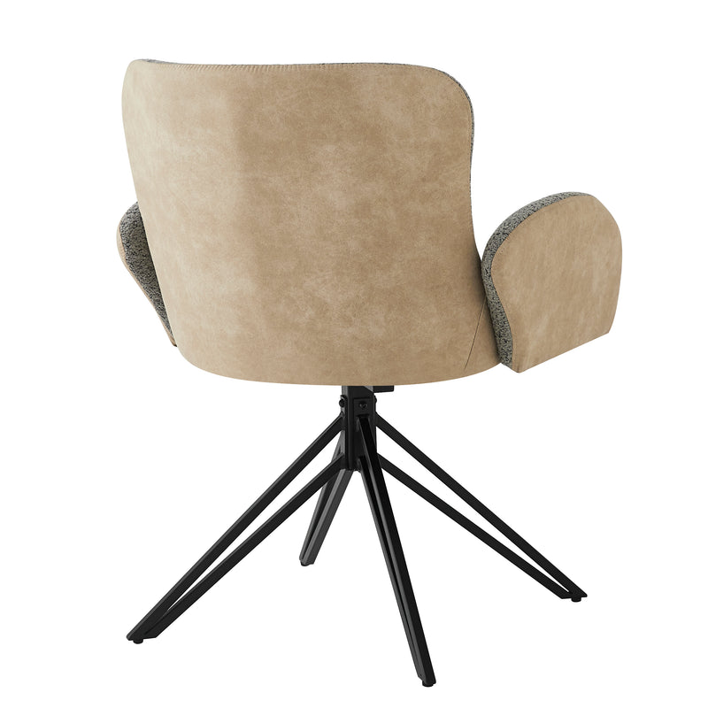 Lot de 2 chaises de salle à manger en velours bouclé gris pivotante à 360° avec accoudoirs KHERCEKS