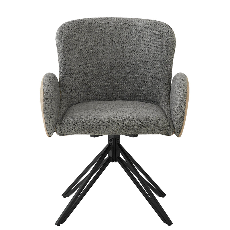 Lot de 2 chaises de salle à manger en velours bouclé gris pivotante à 360° avec accoudoirs KHERCEKS