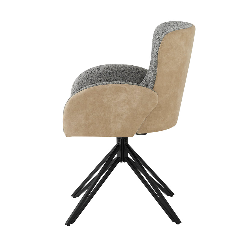 Lot de 2 chaises de salle à manger en velours bouclé gris pivotante à 360° avec accoudoirs KHERCEKS