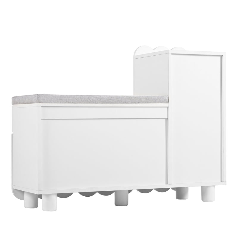 Meuble à chaussures blanc avec rangement banc assise rembourrée KIVUILS