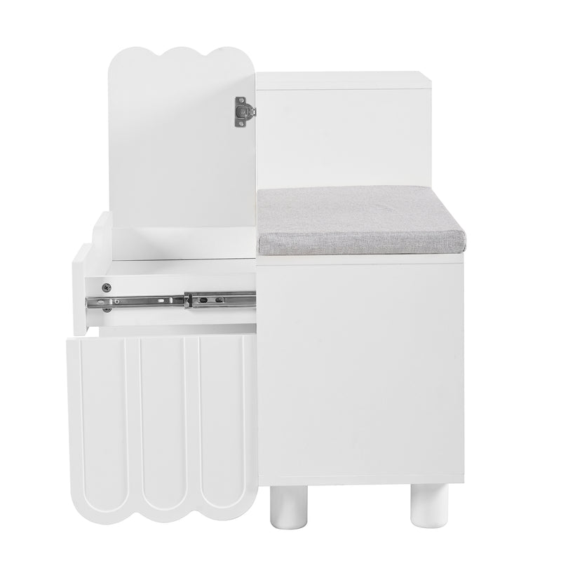 Meuble à chaussures blanc avec rangement banc assise rembourrée KIVUILS