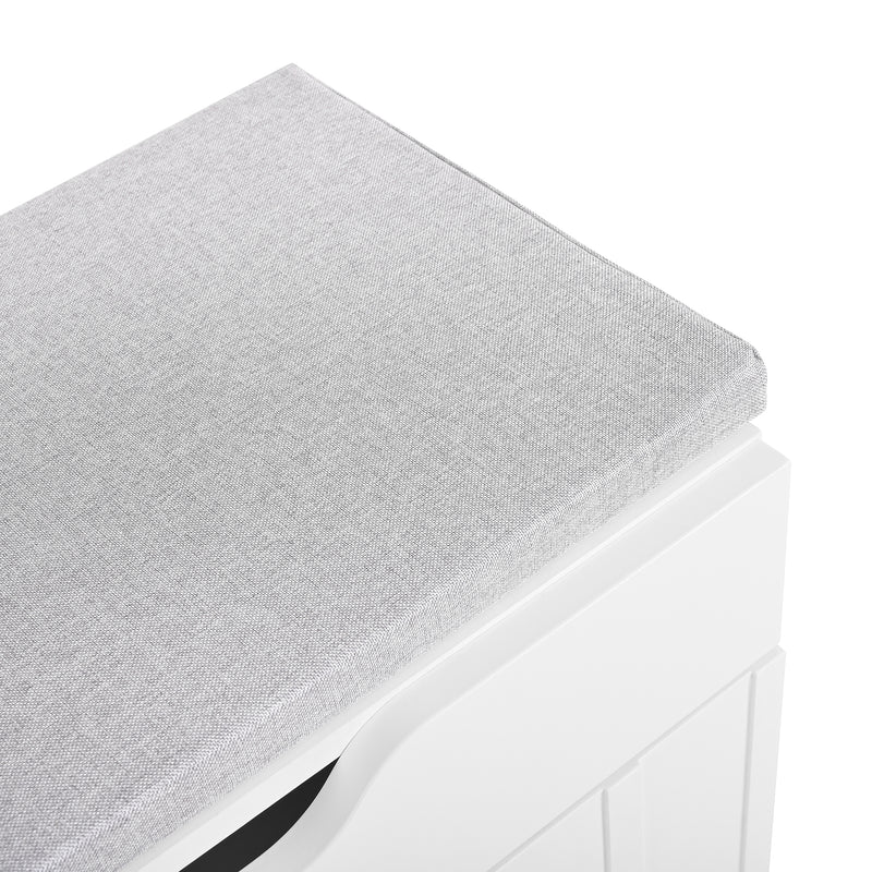 Meuble à chaussures blanc avec rangement banc assise rembourrée KIVUILS