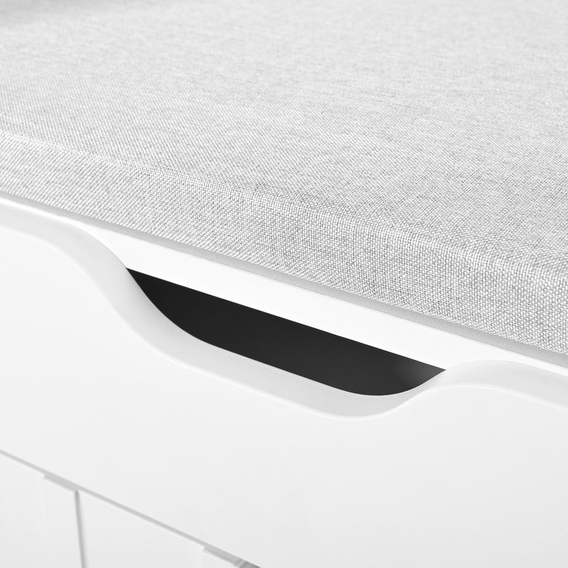 Meuble à chaussures blanc avec rangement banc assise rembourrée KIVUILS