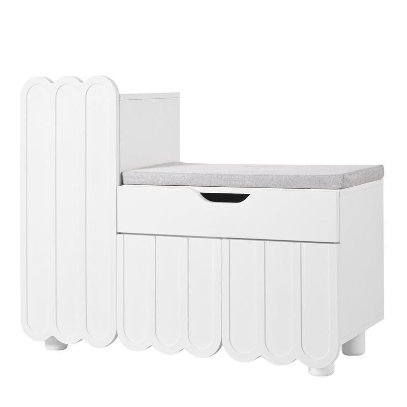 Meuble à chaussures blanc avec rangement banc assise rembourrée KIVUILS