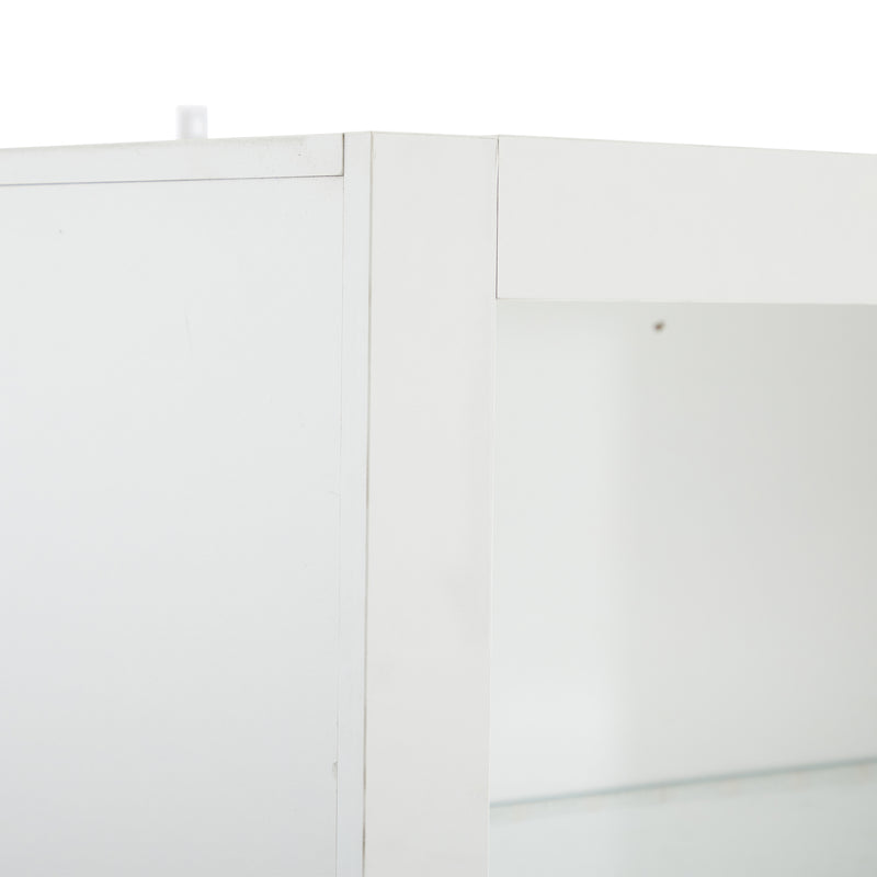 Vitrine haute blanche brillante avec éclairage LED, portes en verre trempé KRATUDS