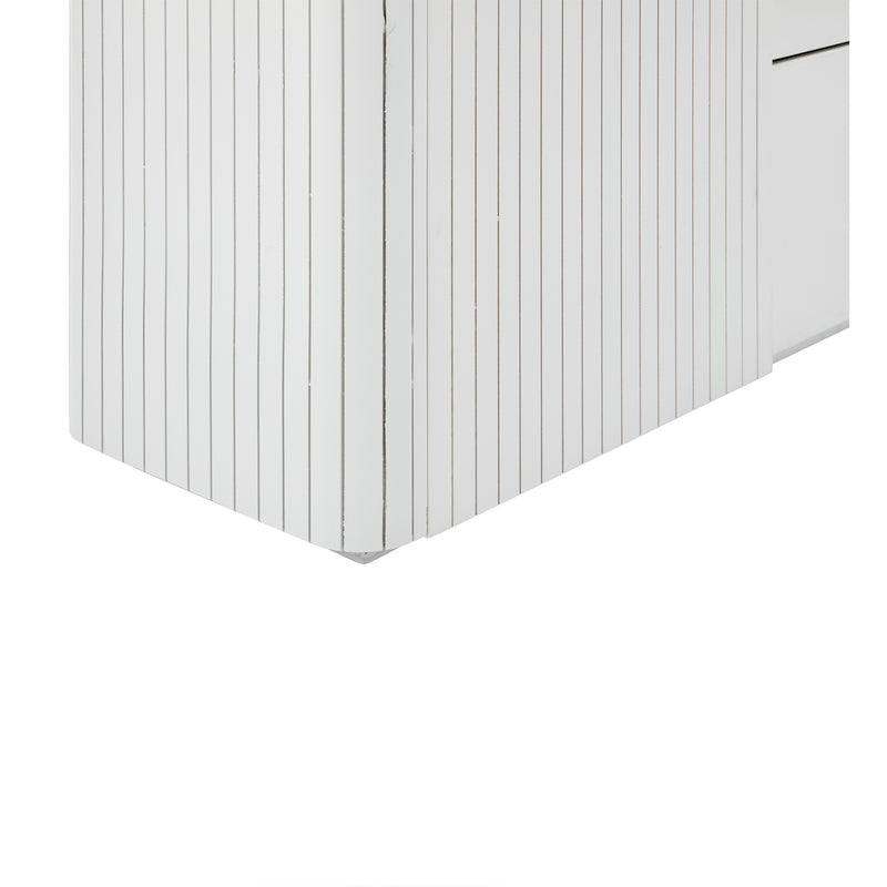 Buffet blanc élégant 2 portes, 2 tiroirs avec éclairage LED 150*35*80cm KRAUDREL