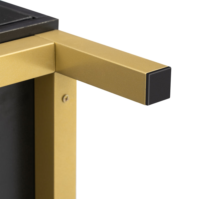 Buffet noir moderne 3 portes avec plateau effet marbre noir et pieds métalliques dorés KREBS