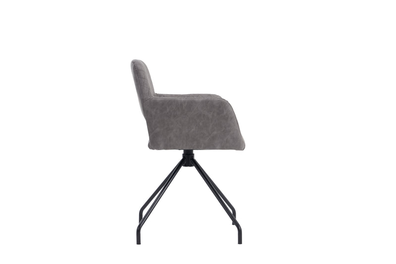 Lot de 2 chaises de salle à manger cuir synthétique gris pieds noirs KRUUD GREY