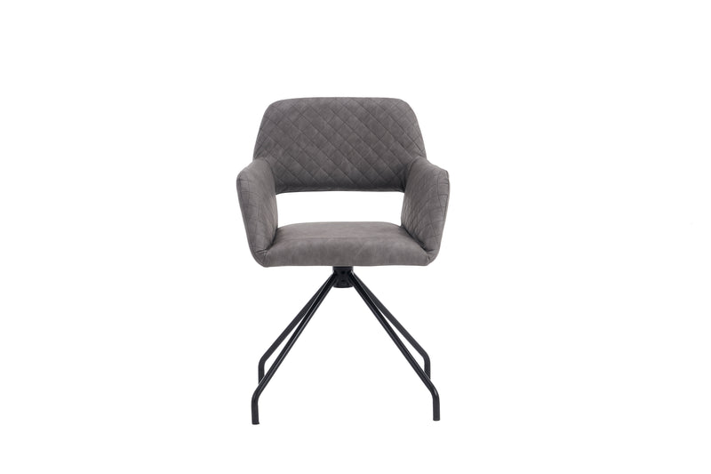 Lot de 2 chaises de salle à manger cuir synthétique gris pieds noirs KRUUD GREY