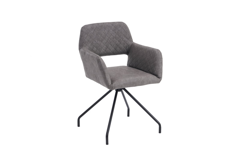 Lot de 2 chaises de salle à manger cuir synthétique gris pieds noirs KRUUD GREY