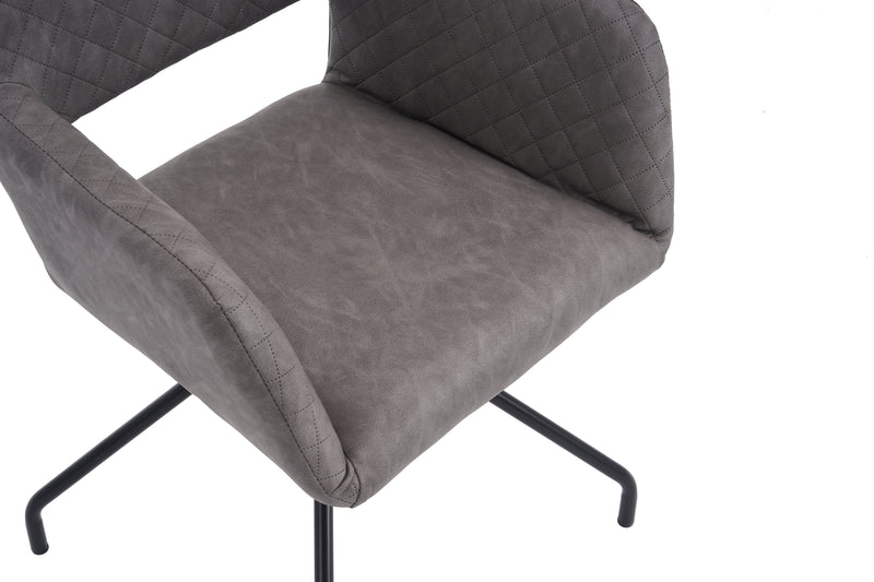 Lot de 2 chaises de salle à manger cuir synthétique gris pieds noirs KRUUD GREY