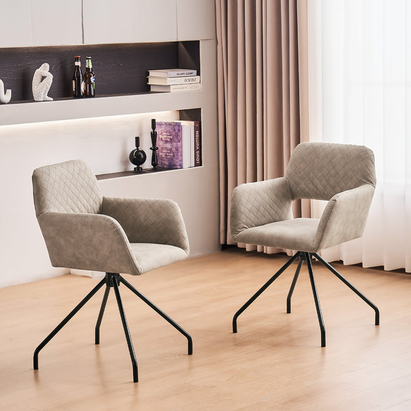 Lot de 2 chaises de salle à manger cuir synthétique beige pieds noirs KRUUD BEIGE