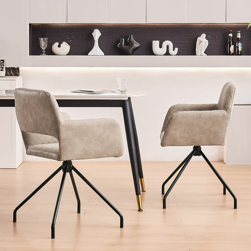 Lot de 2 chaises de salle à manger cuir synthétique beige pieds noirs KRUUD BEIGE