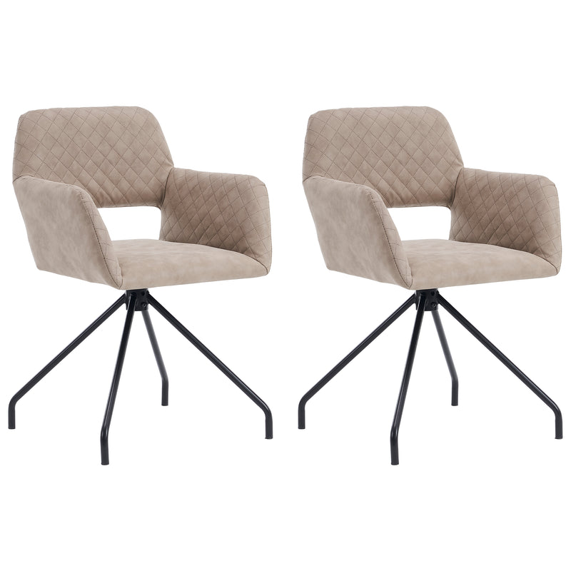 Lot de 2 chaises de salle à manger cuir synthétique beige pieds noirs KRUUD BEIGE